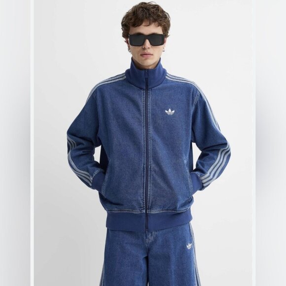 Men’s Adidas Adicolor Firebird Denim Track Jacket Size XL - Picture 1 of 9